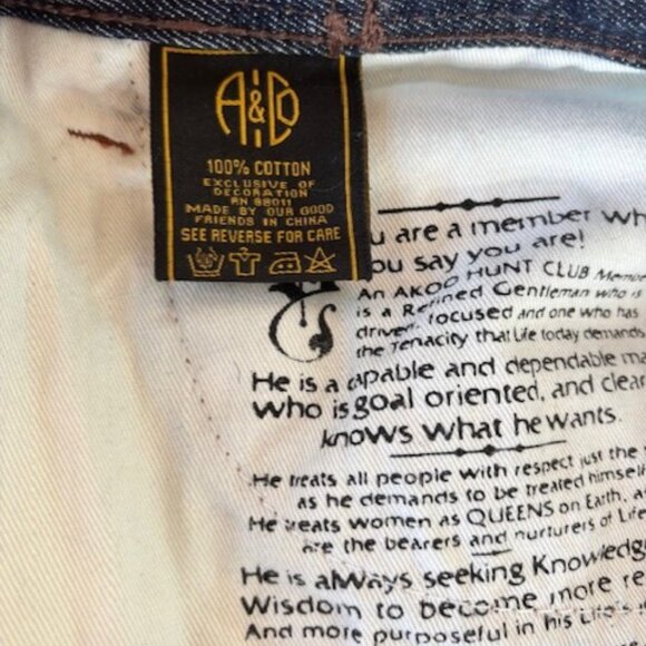 Akoo Denim Jeans Mens 34 Med Wash Dark Wash Blue Straight Leg Cotton Streetwear - Picture 7 of 8